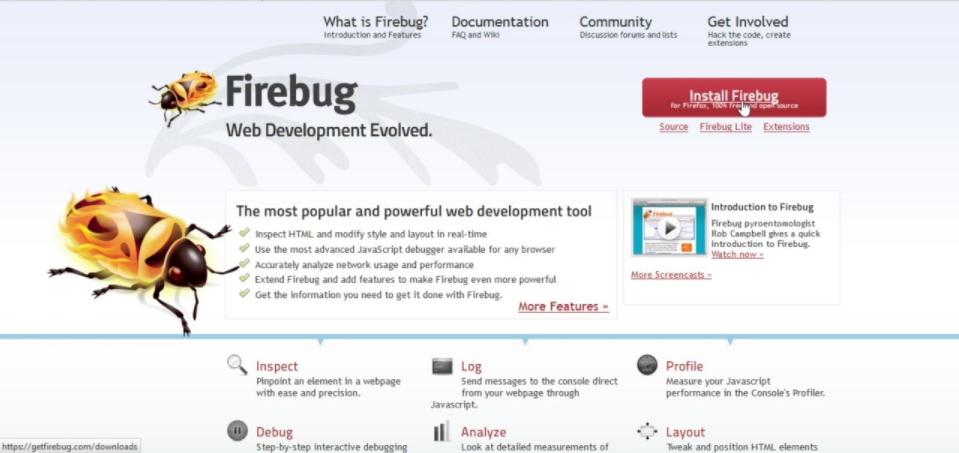 Phần mềm mở rộng trình duyệt web miễn phí  Firebug
